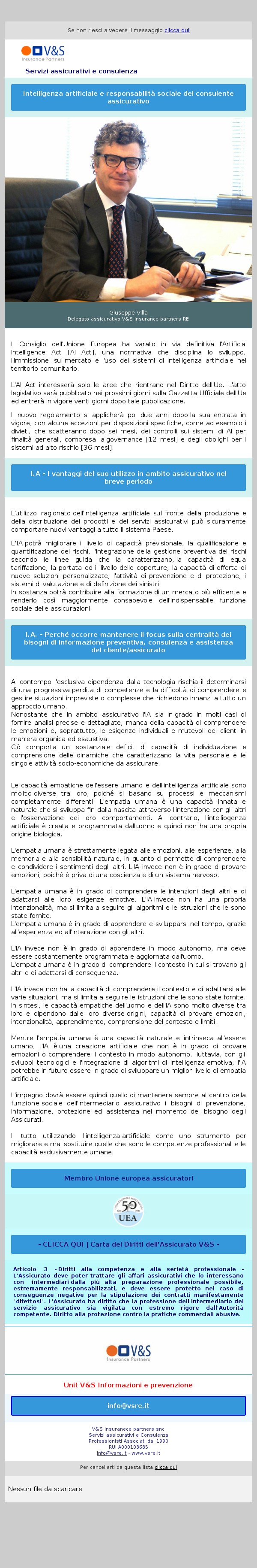 Intelligenza artificiale: l'importanza di mantenere al centro della nostra funzione sociale gli effettivi bisogni degli Assicurati