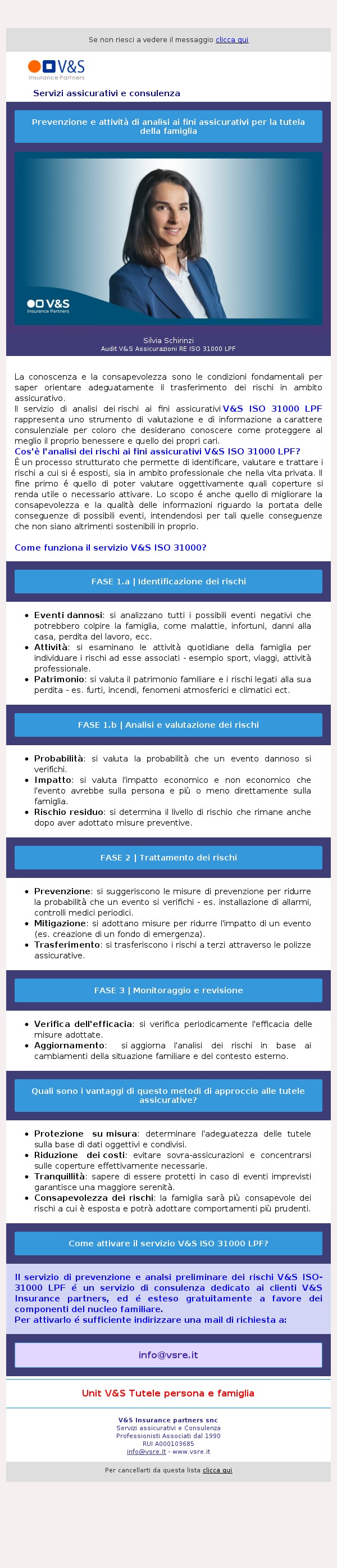 Prevenzione e attivita' di analisi ai fini assicurativi per la tutela della famiglia.