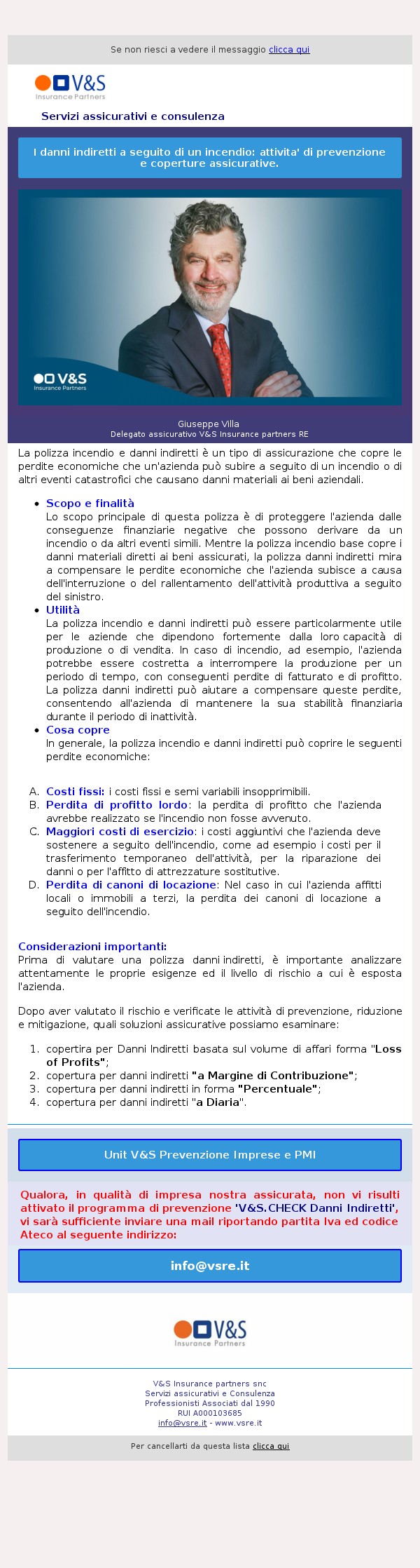 I danni indiretti a seguito di un incendio: attivita' di prevenzione e coperture assicurative.