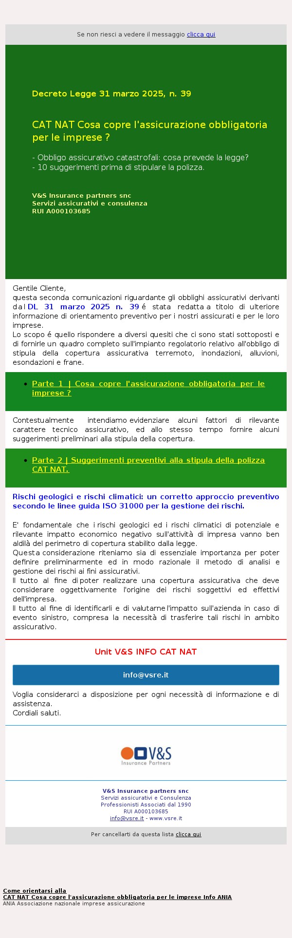 Eventi catastrofali: cosa prevede l'assicurazione obbligatoria per le imprese.