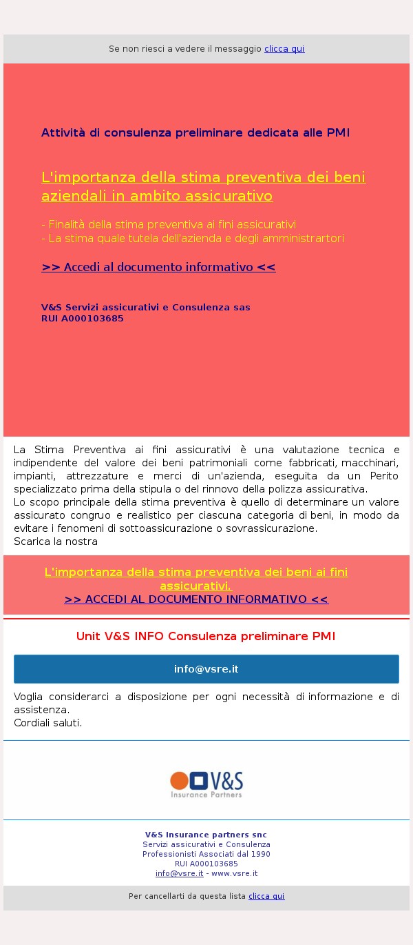 Stima preventiva dei beni ai fini assicurativi: considerazioni e priorita'