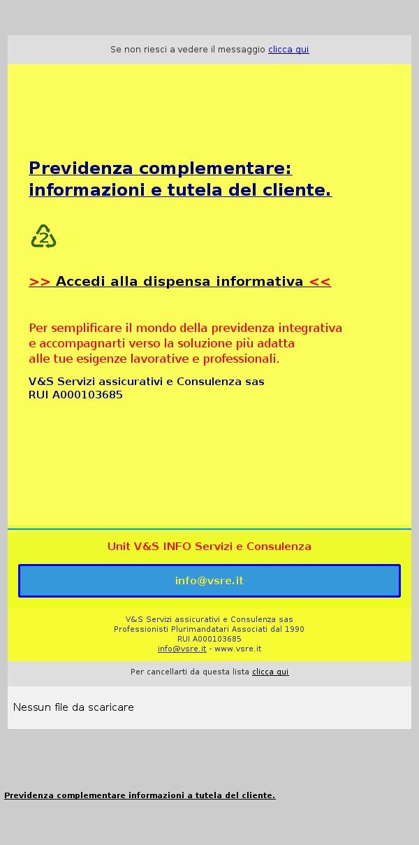 Previdenza complementare: informazioni e tutela del cliente.