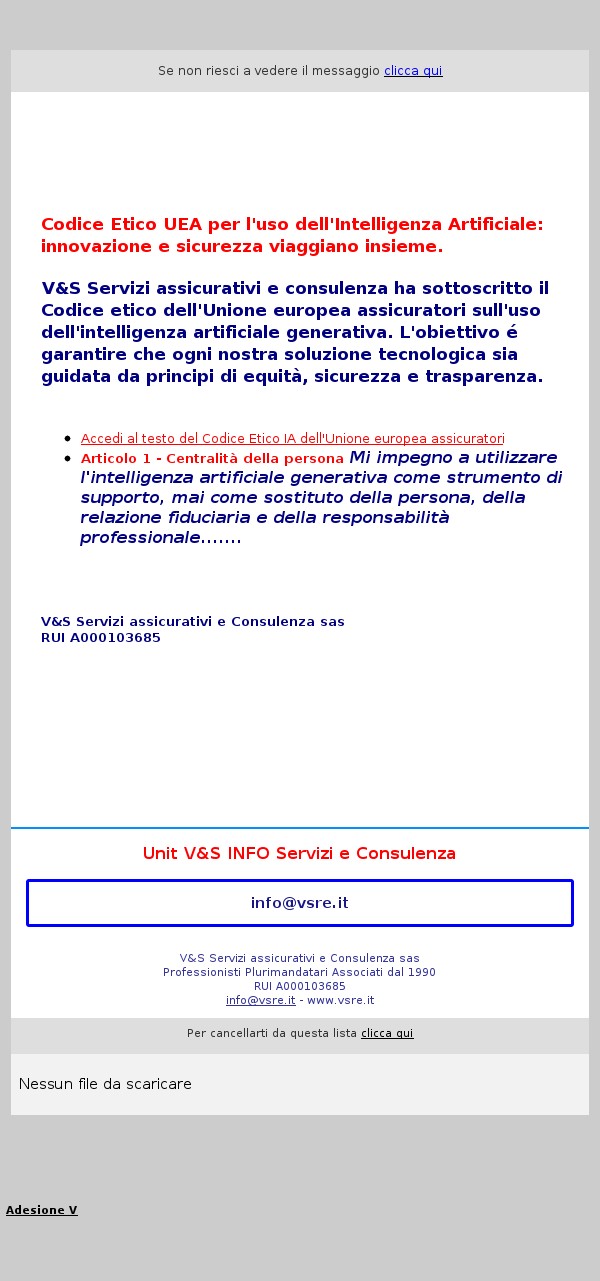 La nostra societa' ha aderito al Codice Etico di Uea sull'uso dell'intelligenza artificiale